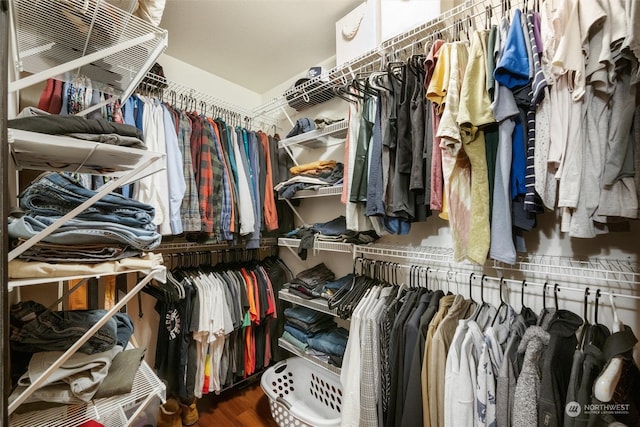 spacious closet featuring hardwood / wood-style flooring