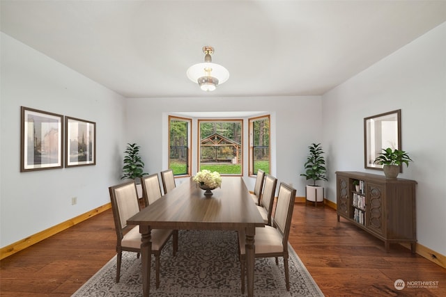 dining space featuring dark hardwood / wood-style flooring