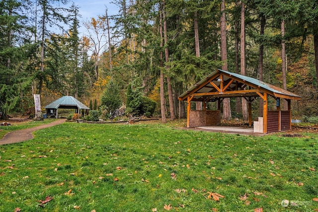 view of yard with a gazebo