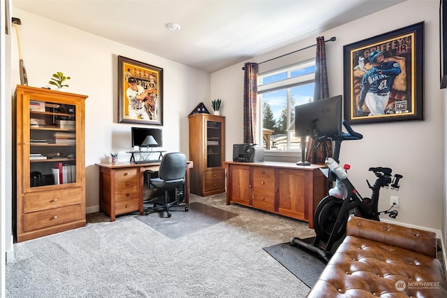 view of carpeted home office