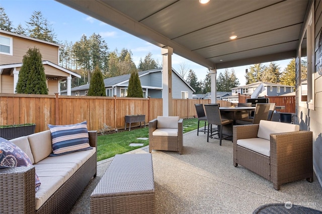 view of patio featuring an outdoor hangout area