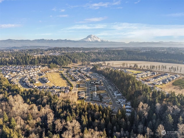 drone / aerial view with a mountain view