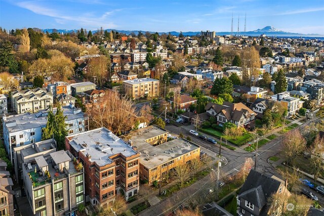 aerial view with a mountain view