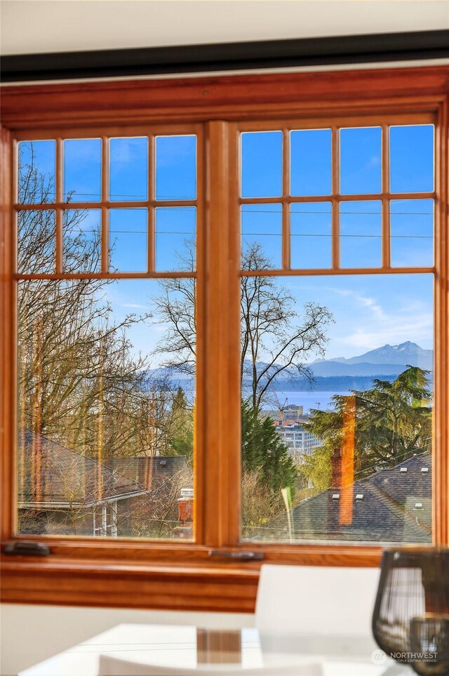 room details featuring a mountain view