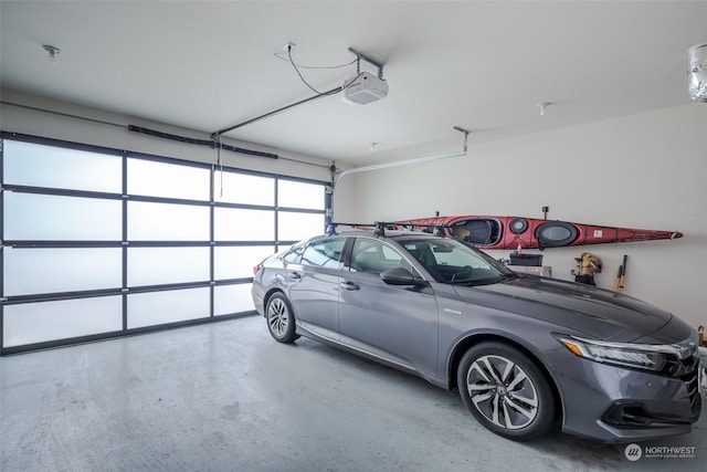 garage with a garage door opener