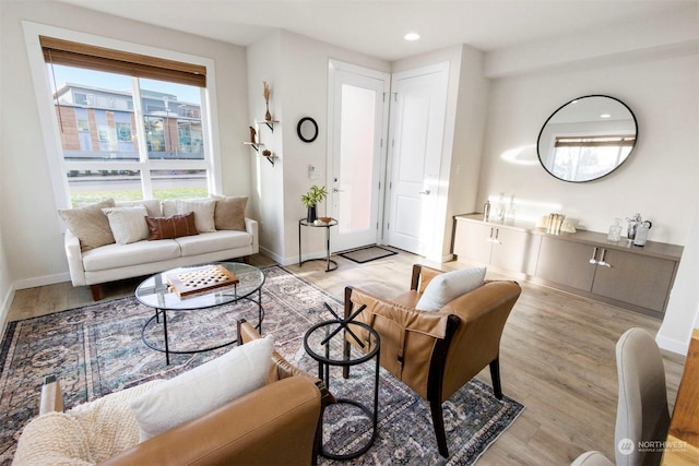 living room featuring light hardwood / wood-style floors