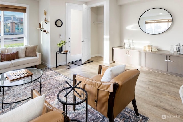 living room featuring light wood-type flooring