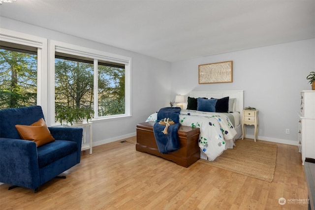 bedroom featuring light hardwood / wood-style floors