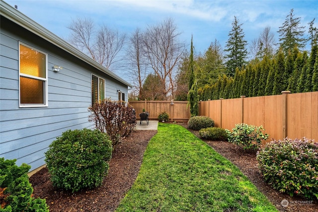 view of yard with a patio area