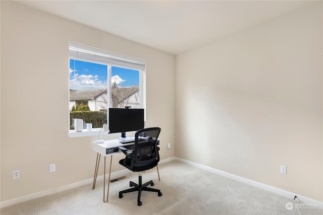 view of carpeted office space