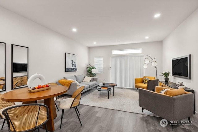 living room with hardwood / wood-style flooring