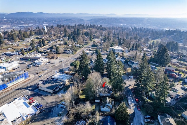 aerial view with a mountain view