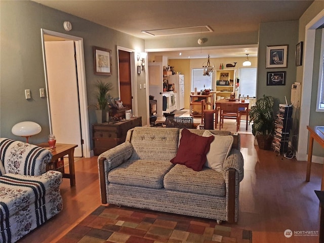 living room featuring dark hardwood / wood-style floors