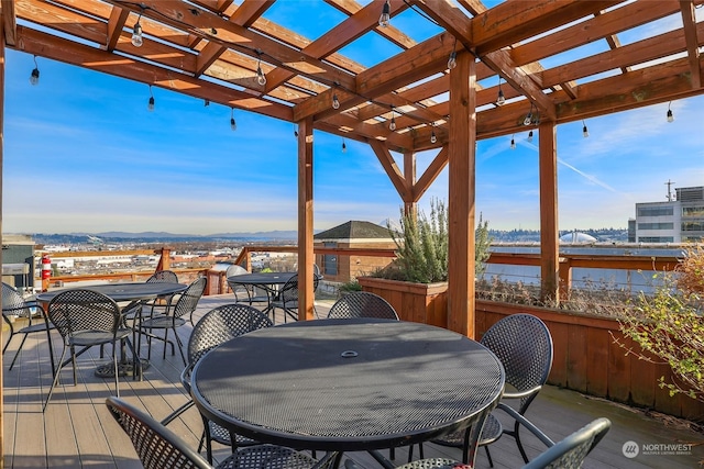 deck featuring a water view