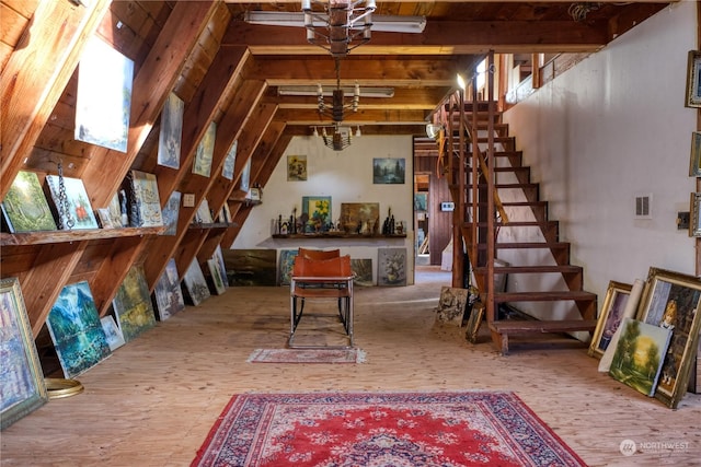 view of unfinished attic