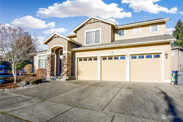 craftsman-style house with a garage