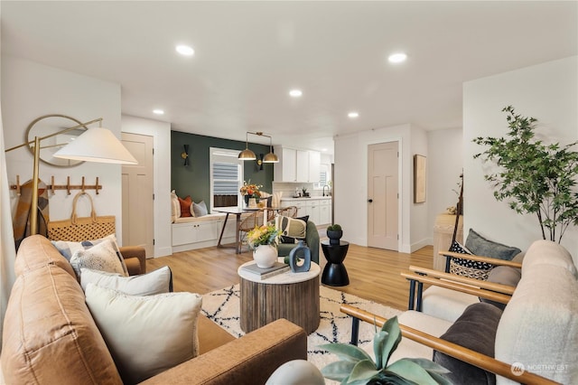 living room featuring light hardwood / wood-style floors