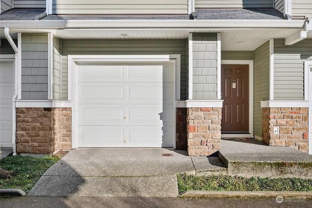 entrance to property with a garage