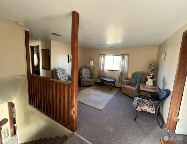 living room featuring carpet floors