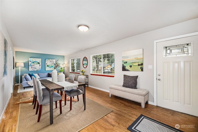 dining space featuring hardwood / wood-style floors