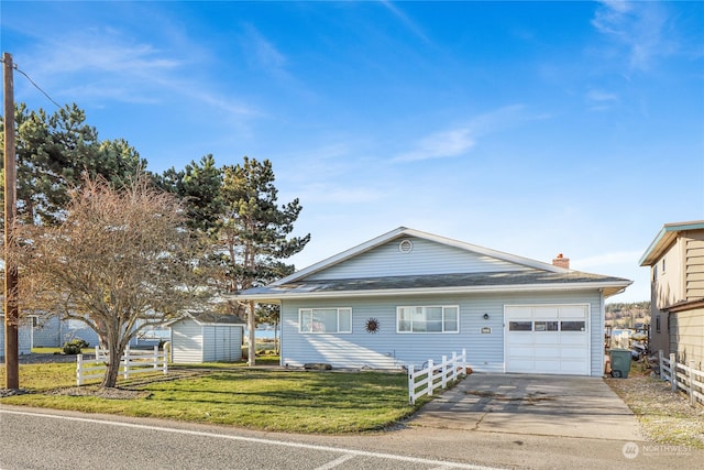 ranch-style house with a front lawn