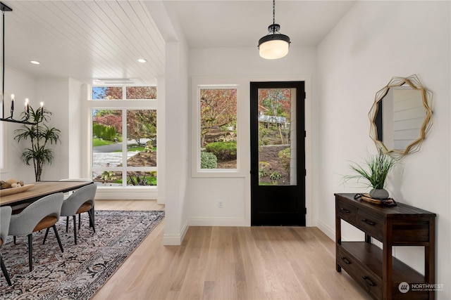 foyer entrance featuring light hardwood / wood-style floors