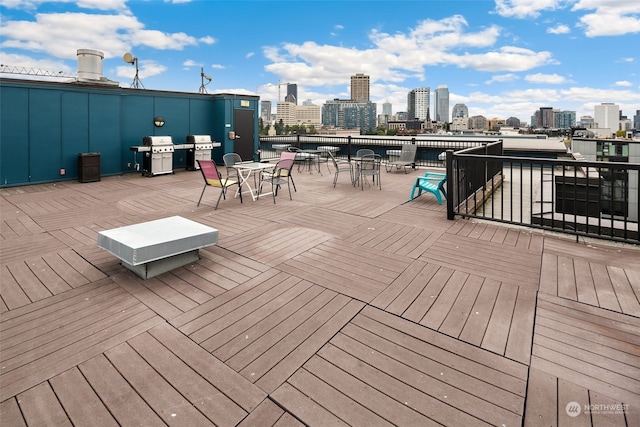 deck featuring grilling area