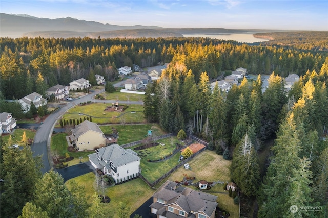 drone / aerial view with a mountain view