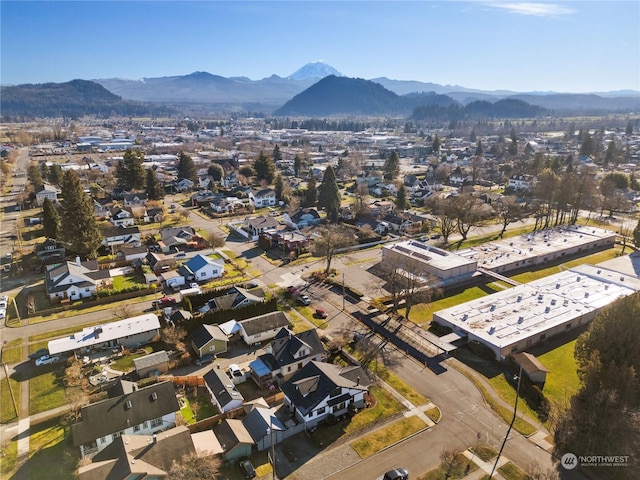 drone / aerial view with a mountain view