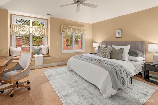 bedroom featuring ceiling fan