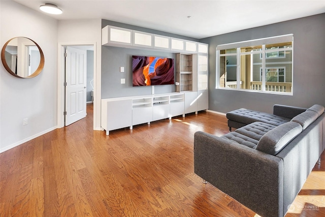 living room featuring light wood-type flooring