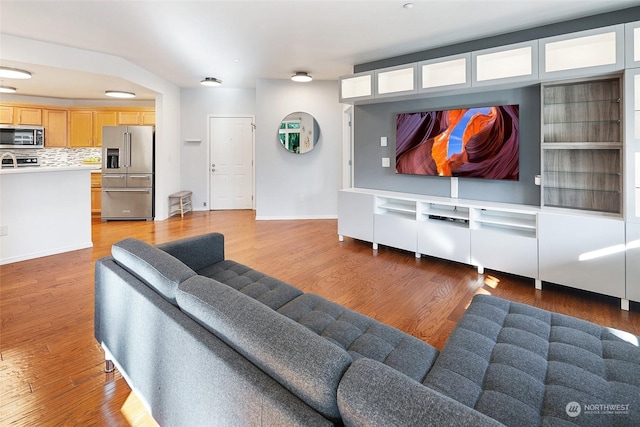 living room with wood-type flooring