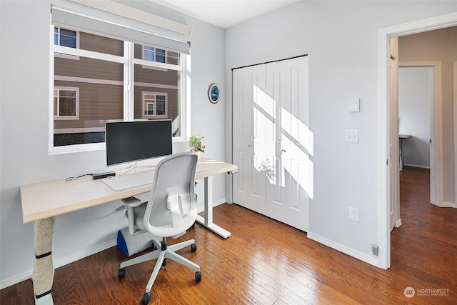 office space featuring hardwood / wood-style flooring