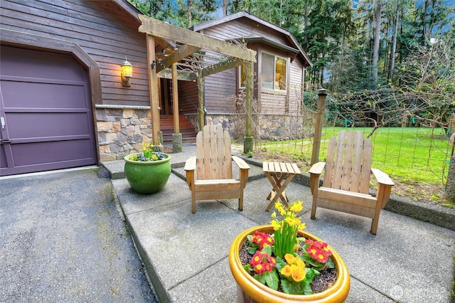 view of patio with a pergola