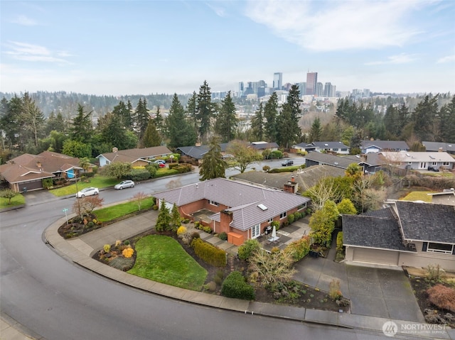 bird's eye view with a residential view