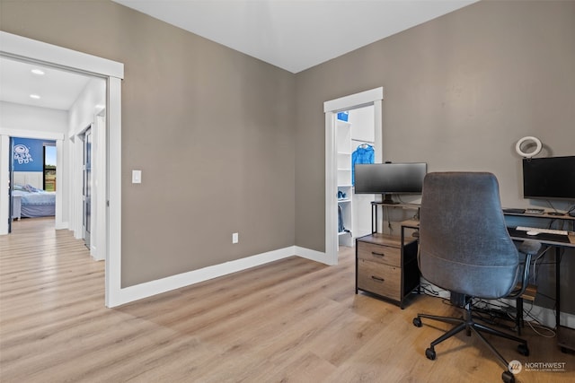 office space featuring light wood-type flooring