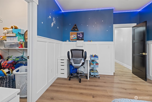 home office featuring light wood-type flooring