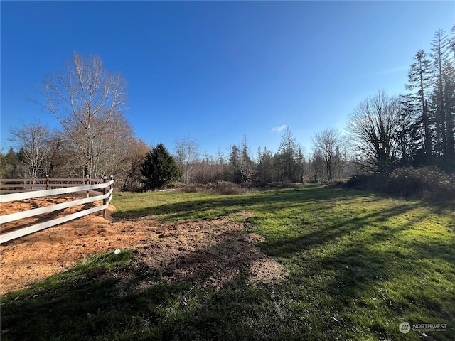 view of yard with a rural view