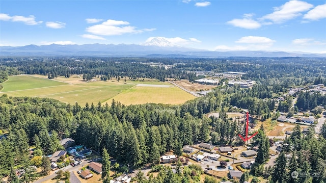 drone / aerial view featuring a mountain view