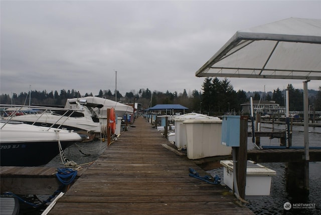 dock area featuring a water view