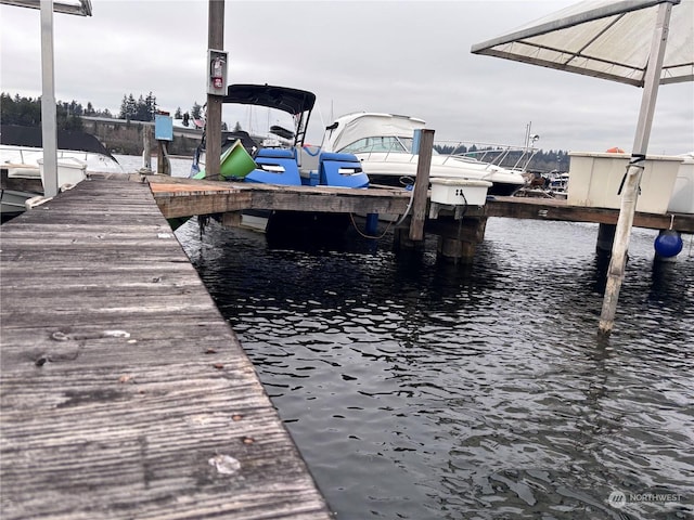 view of dock featuring a water view