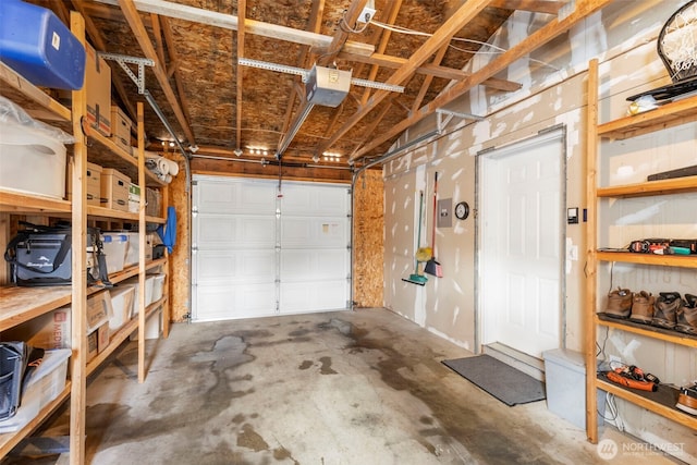 garage with a garage door opener