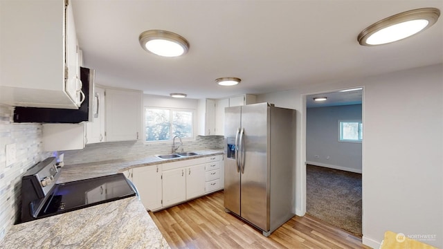 kitchen featuring white cabinetry, sink, a healthy amount of sunlight, and appliances with stainless steel finishes