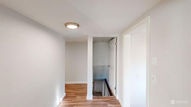 corridor featuring light wood-type flooring