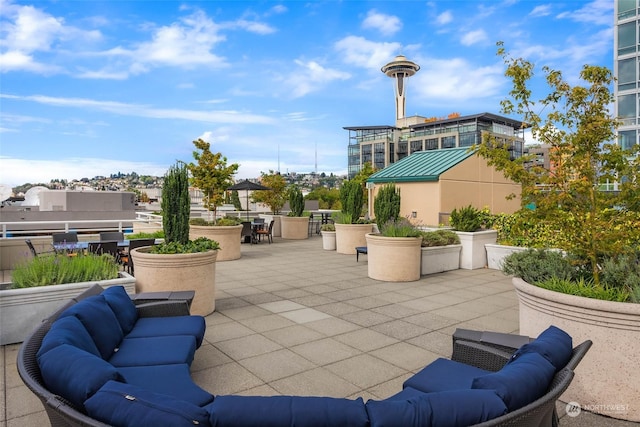 view of patio featuring an outdoor living space