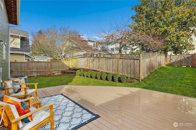 deck with central AC and a lawn