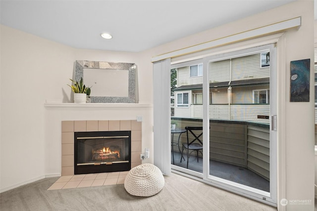 interior space with a fireplace