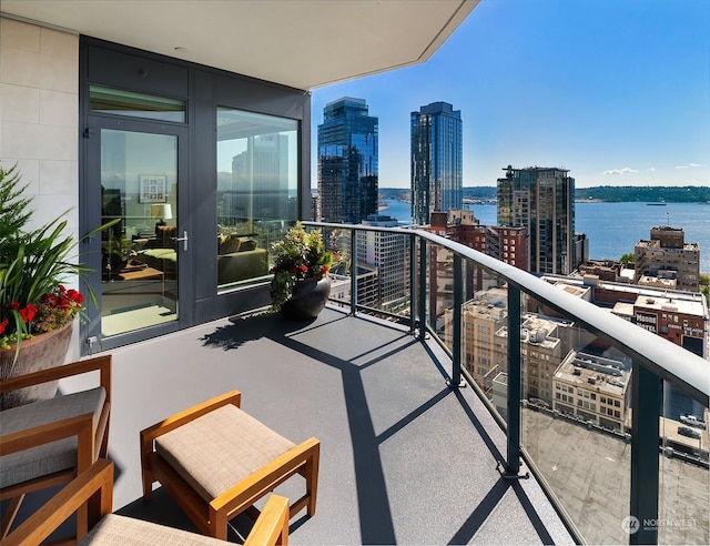 balcony with a water view