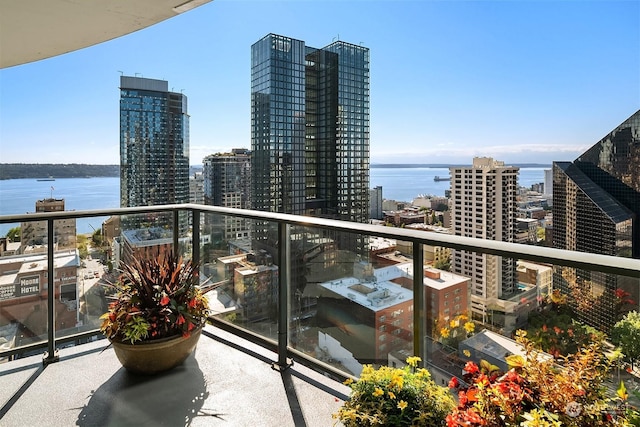 balcony with a water view