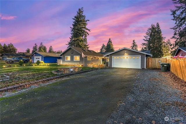 single story home with a garage